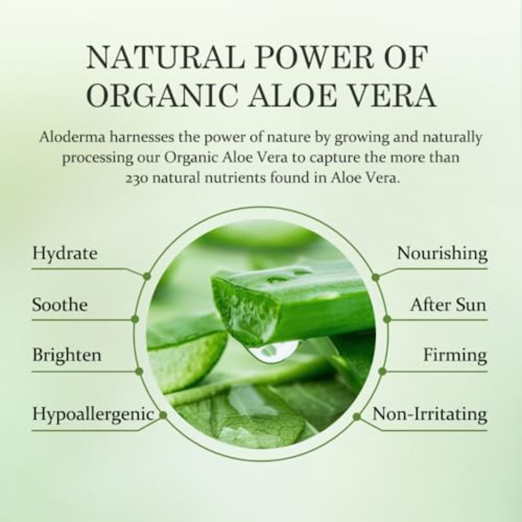 Aloderma Aloe Vera Gel Made within 12 Hours of Harvest with 96% Pure Organic Aloe Vera for Skin, Scalp, & Hair, Soothing Aloe Face Moisturizer, Multipurpose, Hydrating Aloe Gel, 7.05oz